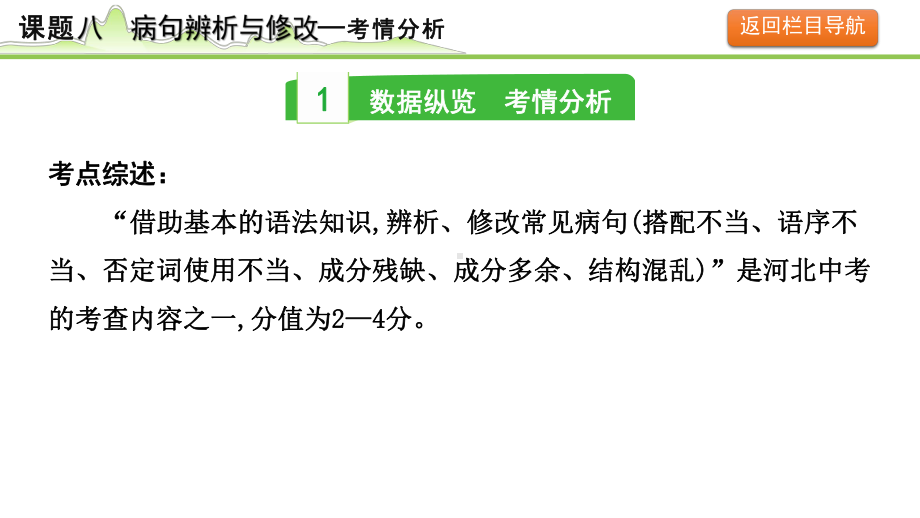 课题八 病句辨析与修改 -2024年河北省中考语文一轮复习ppt课件-2024年中考语文复习.pptx_第3页