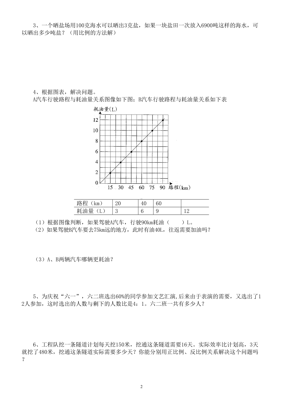 小学数学西师版六年级下册第三四单元练习题（计算+解决问题）（无答案）.doc_第2页