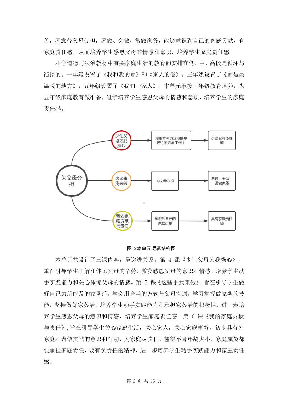 第2单元《为父母分担》 单元作业设计-（统）部编版四年级上册《道德与法治》 （pdf格式）.pdf_第2页