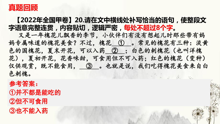 2024届高考语文复习：补写句子复习重难点专项突破 ppt课件-2024年高考语文复习.pptx_第3页