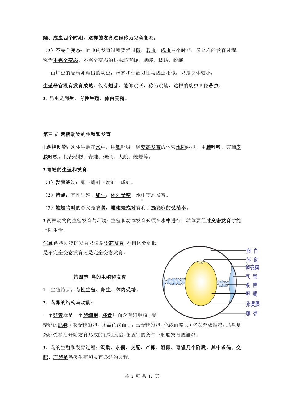 人教版八年级下册生物期末复习必背知识点考点纲要（实用！）.docx_第2页