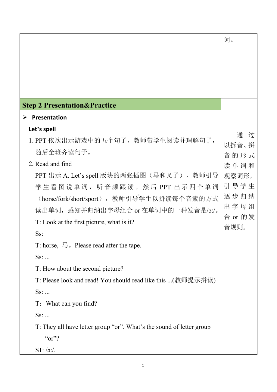 Unit 4 At the farm教案 第3课时 A Let's spell 教案.docx_第2页