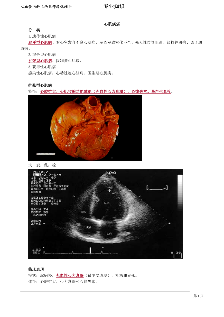 心血管内科主治医师资格笔试专业知识考点解析(9)：心肌疾病.doc_第1页