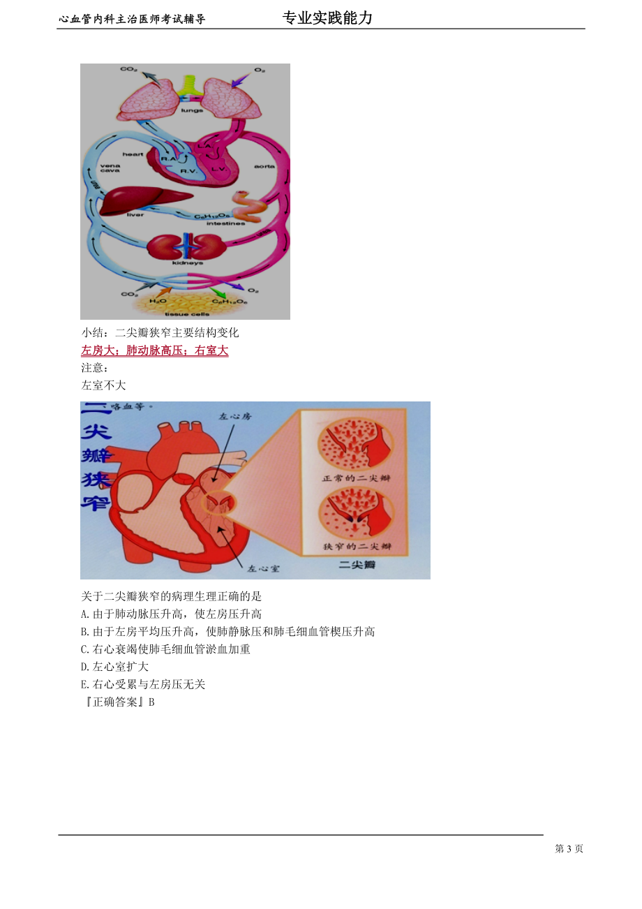 心血管内科主治医师资格笔试专业实践能力考点解析 (8)：心脏瓣膜病.doc_第3页