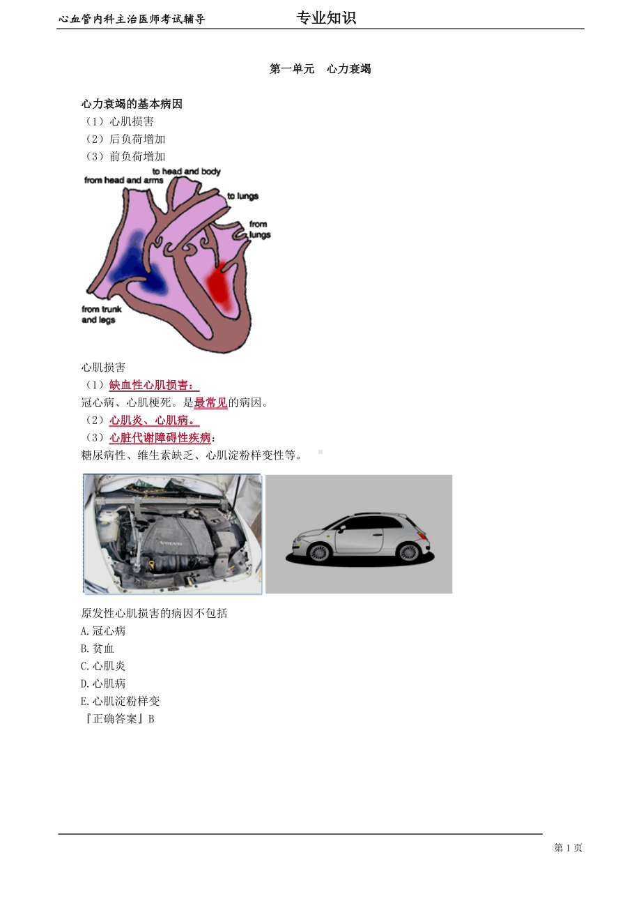 心血管内科主治医师资格笔试专业知识考点解析(1)：心力衰竭.doc_第1页