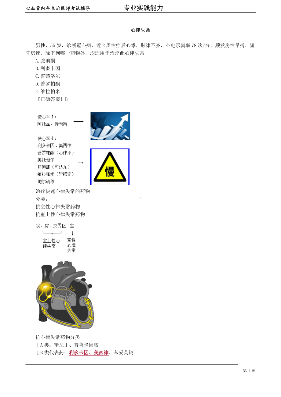 心血管内科主治医师资格笔试专业实践能力考点解析 (3)：心律失常.doc_第1页