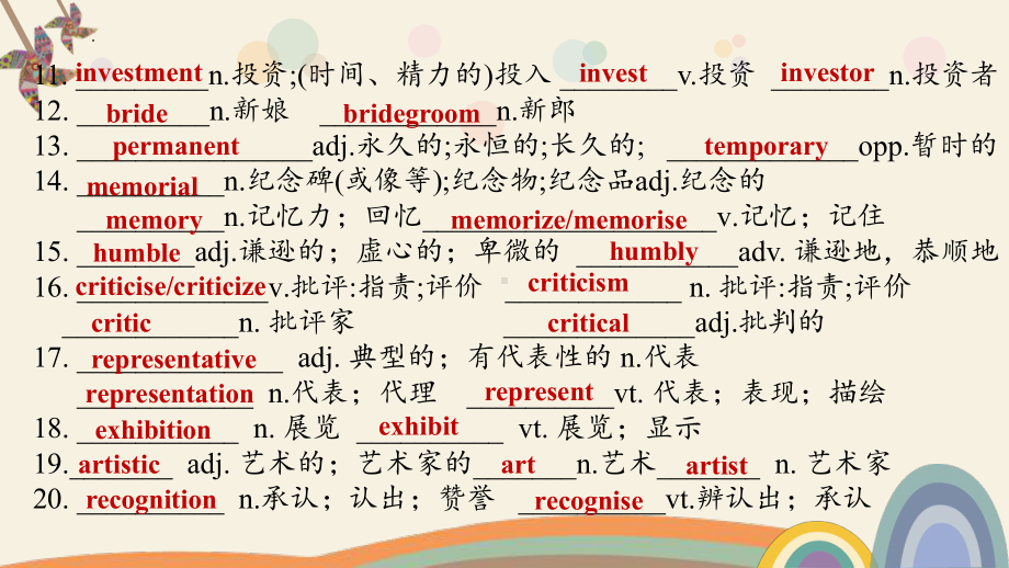 Unit 1 Art Words and expressions （ppt课件） -2024新人教版（2019）《高中英语》选择性必修第三册.pptx_第3页