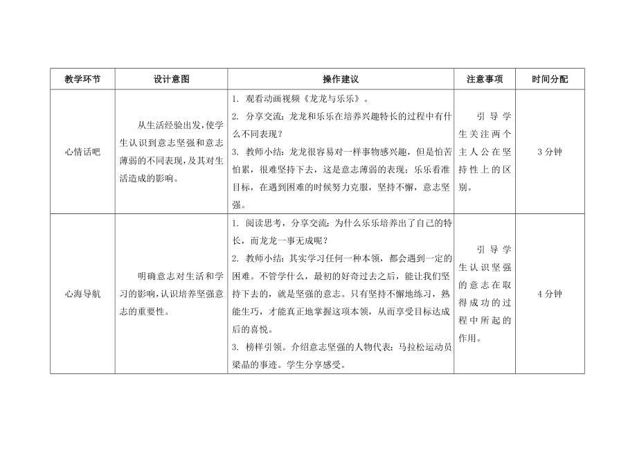 苏科版五年级心理健康教育下册第9课《成功贵在坚持》教案.doc_第2页