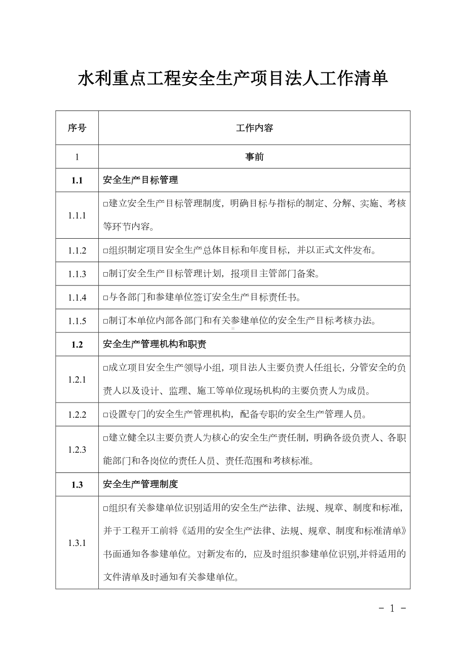 水利重点工程安全生产项目法人工作清单.docx_第1页