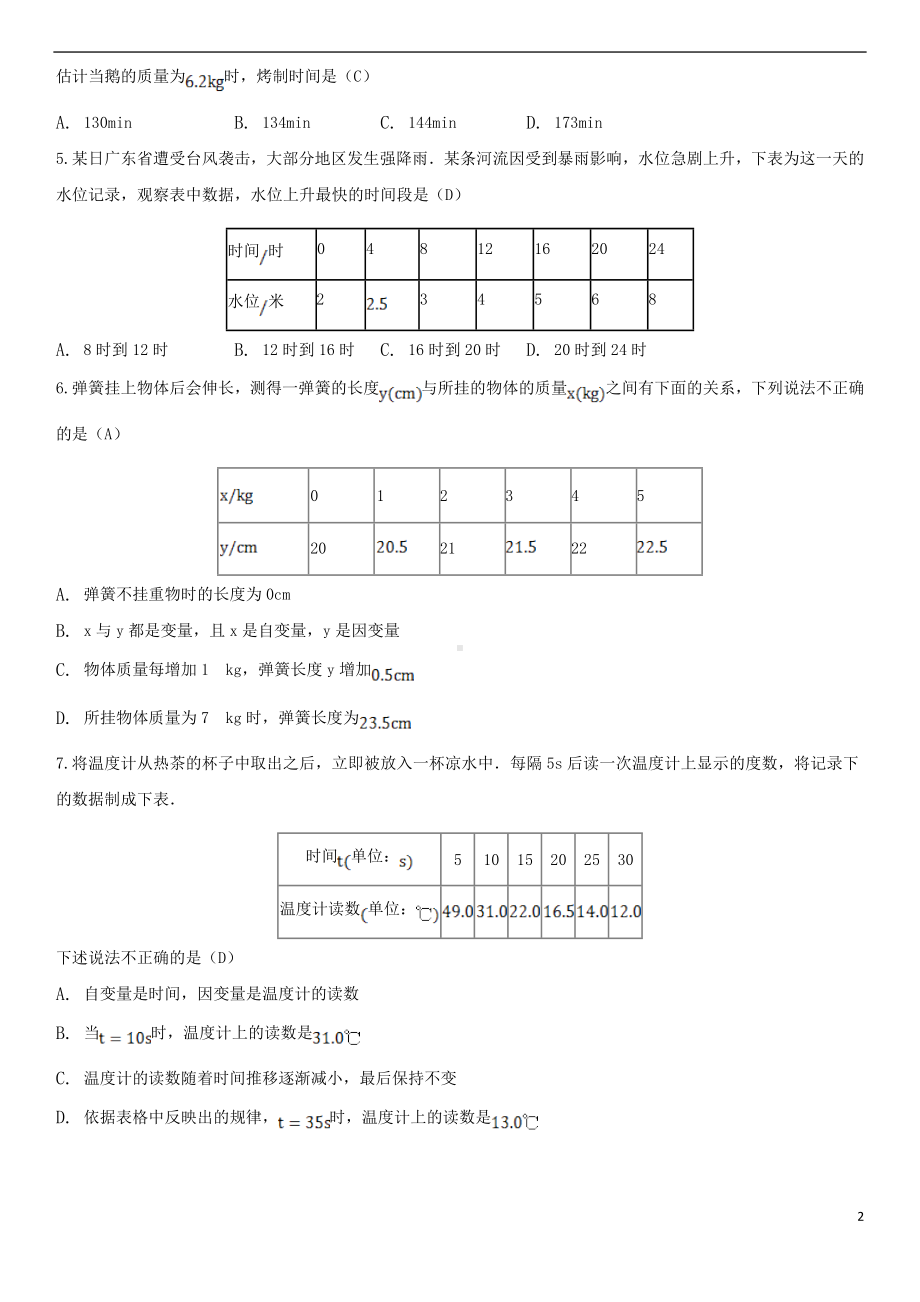 第3章变量之间的关系（知识点组合卷·北师版七年级下册数学）.doc_第2页