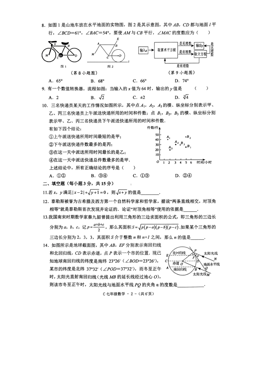 河南省驻马店市确山县2023-2024学年七年级下学期4月期中数学试题 - 副本.pdf_第2页