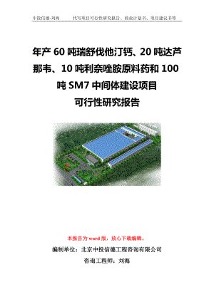 年产60吨瑞舒伐他汀钙、20吨达芦那韦、10吨利奈唑胺原料药和100吨SM7中间体建设项目可行性研究报告模板-备案立项.doc