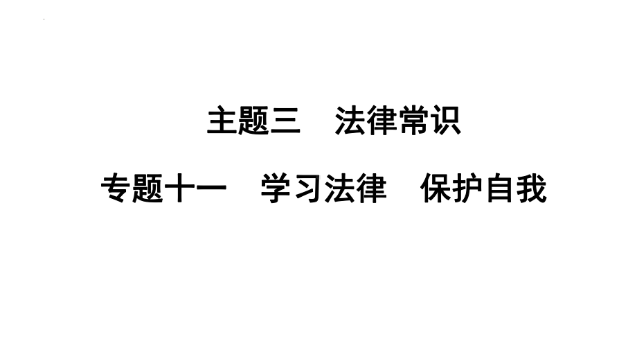 2024年广东省中考道德与法治总复习 ppt课件 专题十一 学习法律 保护自我-2024年中考道德与法治复习.pptx_第1页