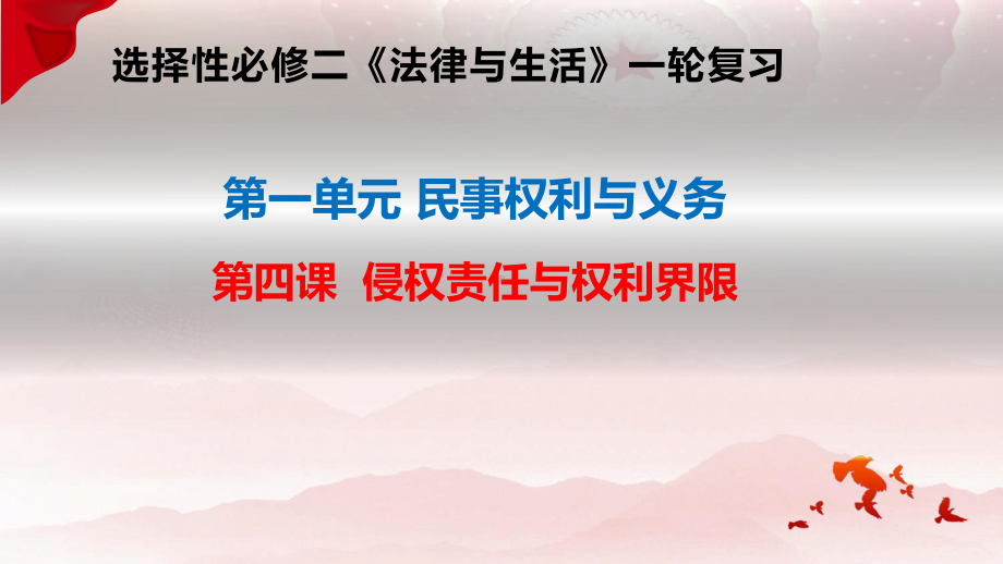 2024年高考政治复习 第四课 侵权责任与权利界限 ppt课件-2024届高考政治一轮复习统编版选择性必修二法律与生活 .pptx_第1页