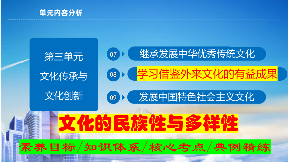 2024年高考政治复习 8.1 文化的民族性与多样性ppt课件-2024届高考政治一轮复习统编版必修四哲学与文化.pptx_第1页