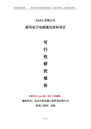 惠玛电子电路感光材料项目可行性研究报告-甲乙丙资信.doc