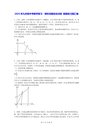 2024年九年级中考数学复习：梯形问题综合训练 刷题练习题汇编（Word版含答案）.docx