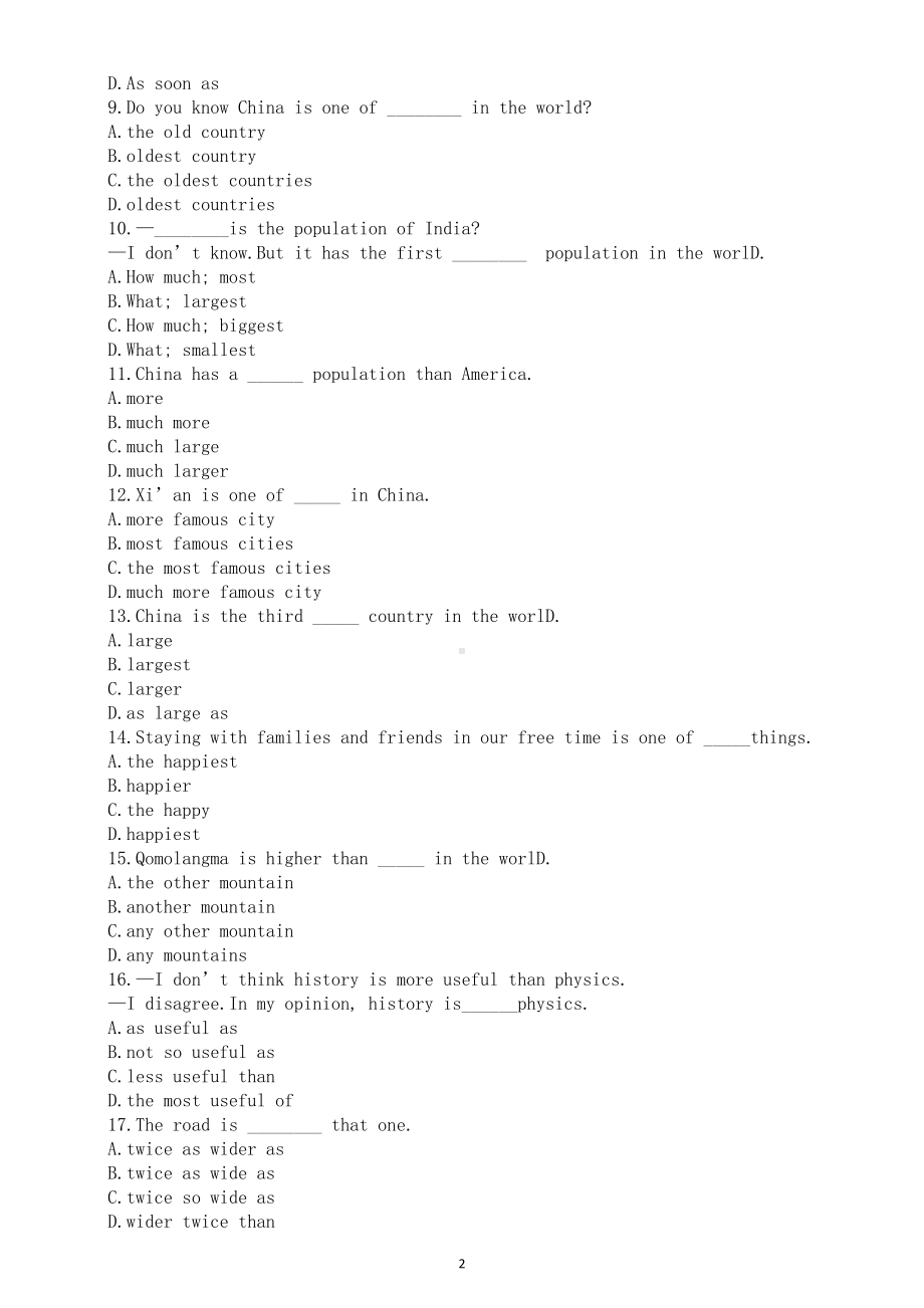 初中英语人教新目标八年级下册Unit 7 巩固练习（附参考答案）.doc_第2页