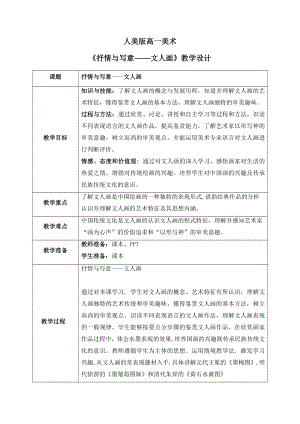 2.2 抒情与写意-文人画 教学设计（表格式）-2024新人美版（2019）《高中美术》必修美术鉴赏.docx