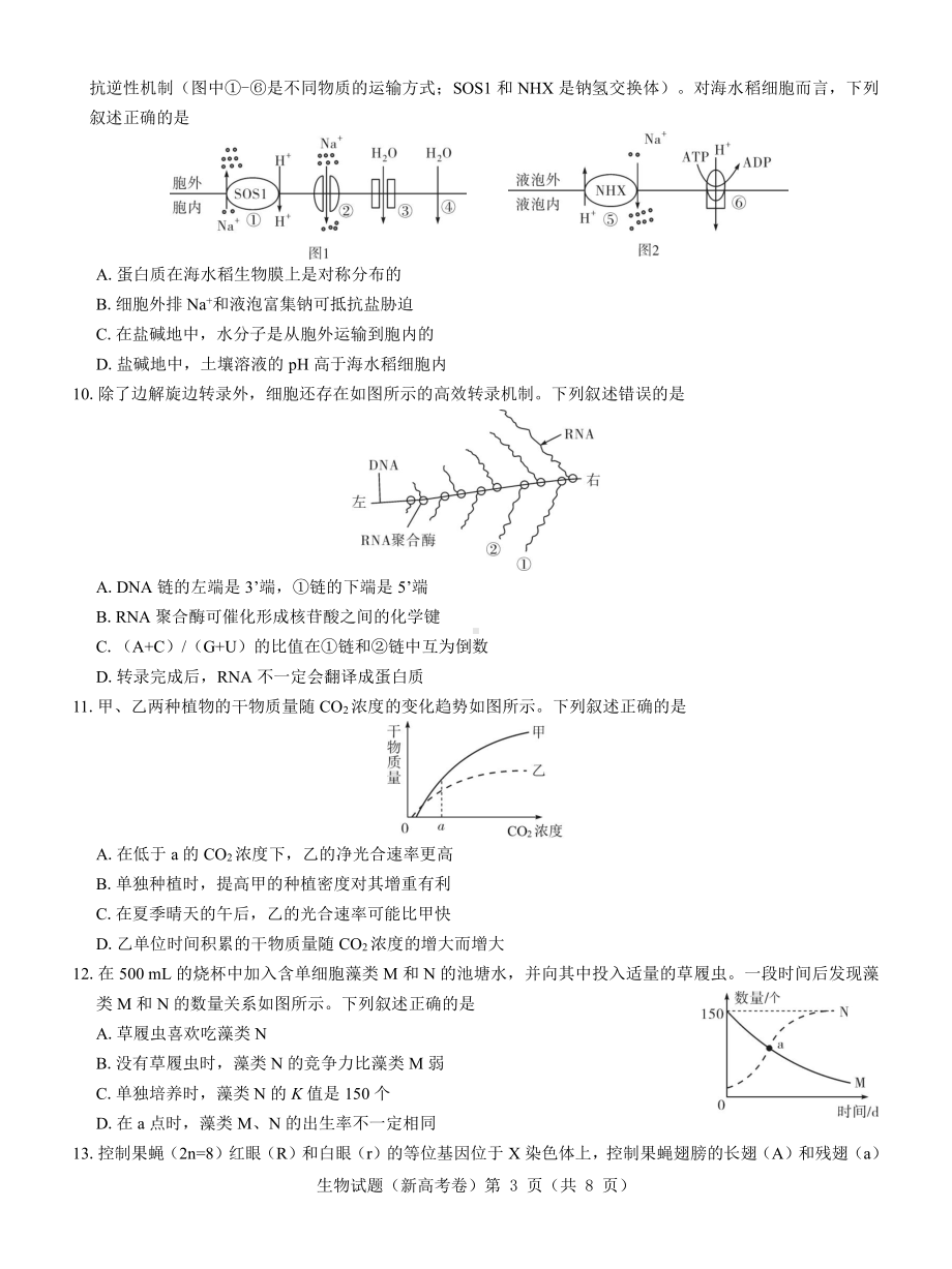 （新高考卷）名校教研联盟2024届高三4月联考 生物.pdf_第3页