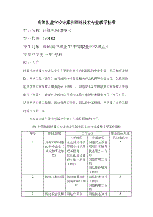 高等职业学校计算机网络技术专业教学标准(DOC 20页).doc