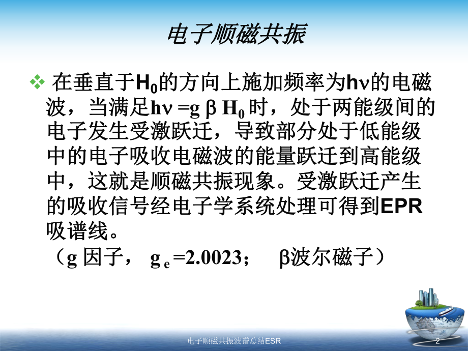 电子顺磁共振波谱总结ESR培训课件.ppt（87页）_第2页