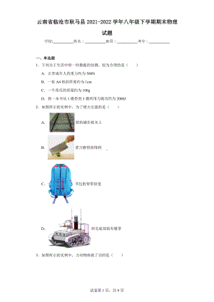 云南省临沧市耿马县2021-2022学年八年级下学期期末物理试题.docx