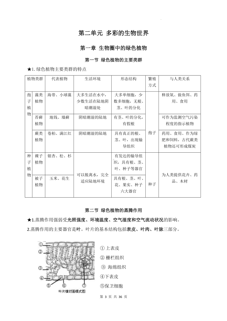 济南版中考生物二轮复习：重难点基础知识复习提纲（实用必备！）.docx_第3页