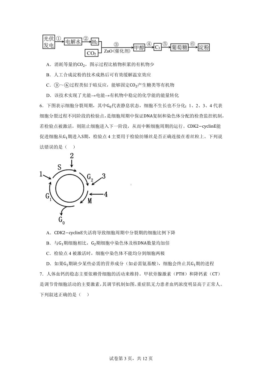 2024届重庆市高三二模生物试题.docx_第3页