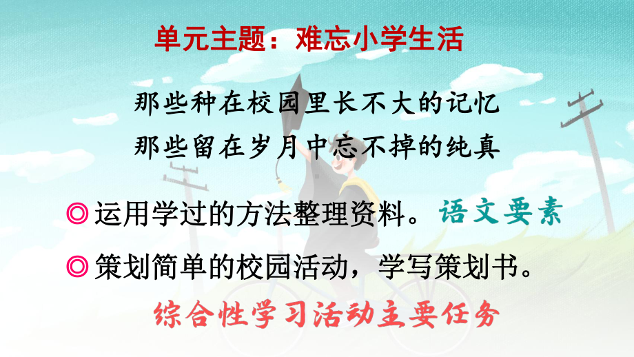 2023-2024部编版语文六年级下册综合性学习：难忘小学生活（课件）.ppt_第1页