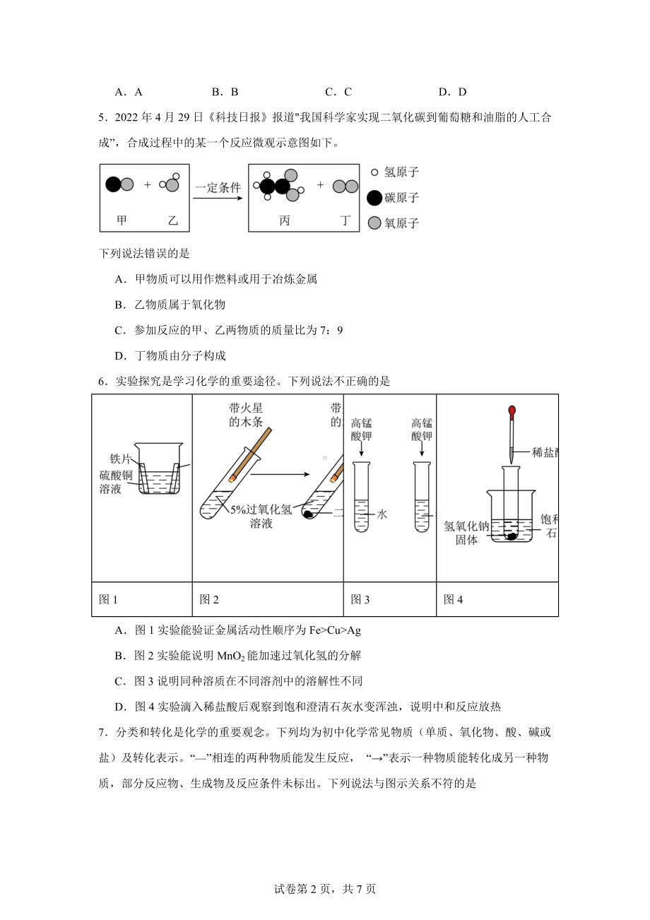 2024年湖北省武汉市江汉区中考一模化学试题.doc_第2页