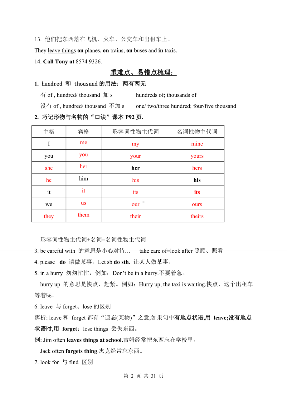 外研版七年级下册英语期末复习重点语法与作文范文汇编.docx_第2页