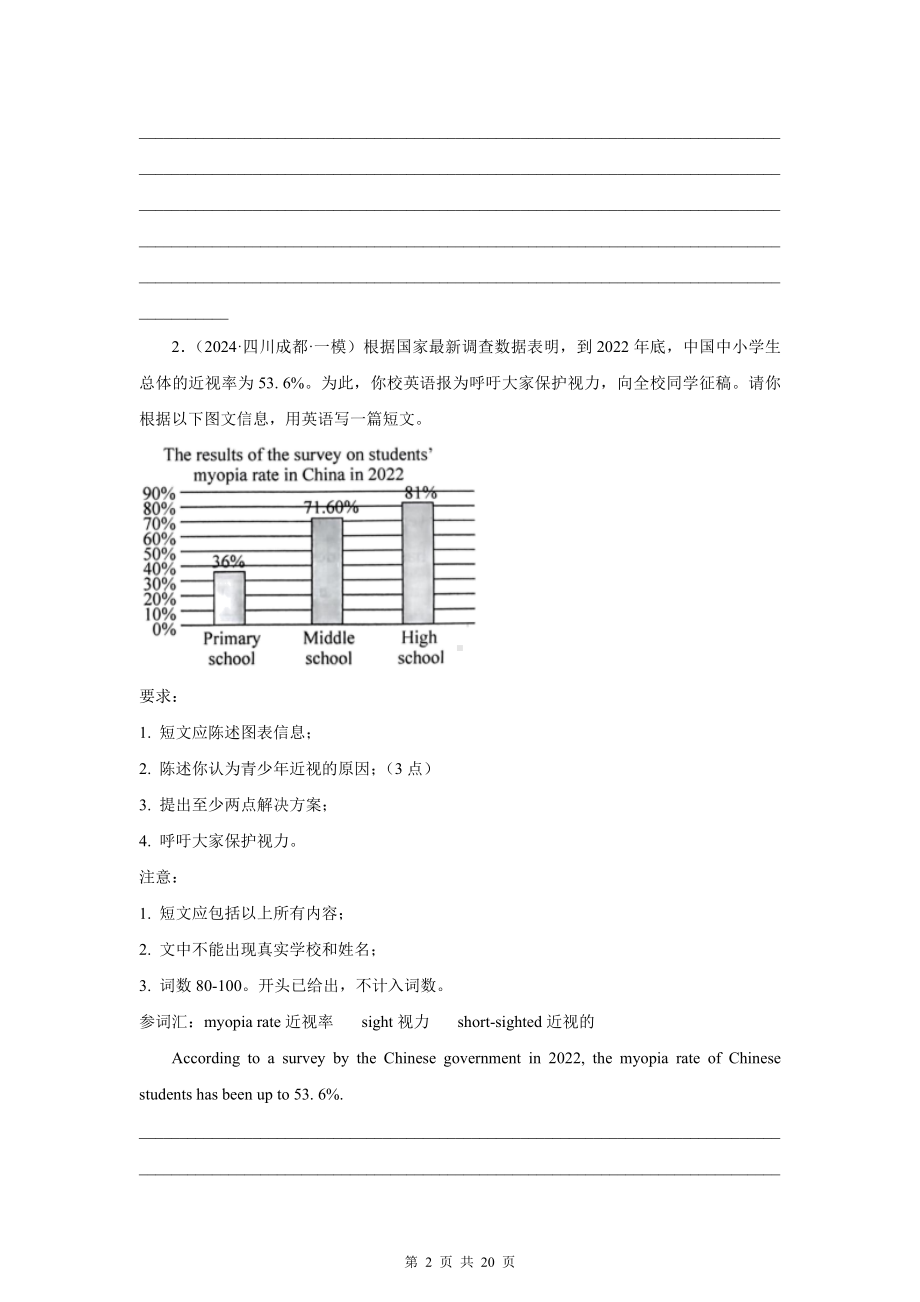 2024年中考英语复习：书面表达 14篇热点话题作文练习题汇编（含答案、范文）.docx_第2页