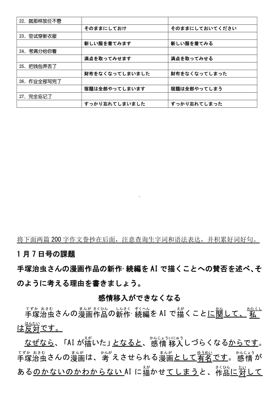 补助动词背诵单12 讲义-2024届高三日语一轮复习-2024年高考日语复习.docx_第2页