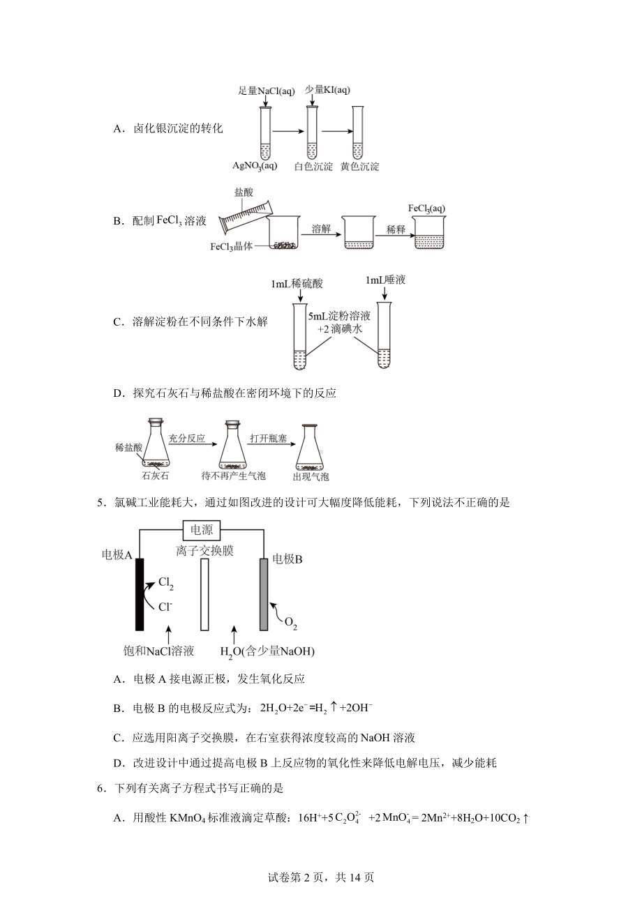 北京市师范大学附属实验中学2024届高三零模化学试题.doc_第2页