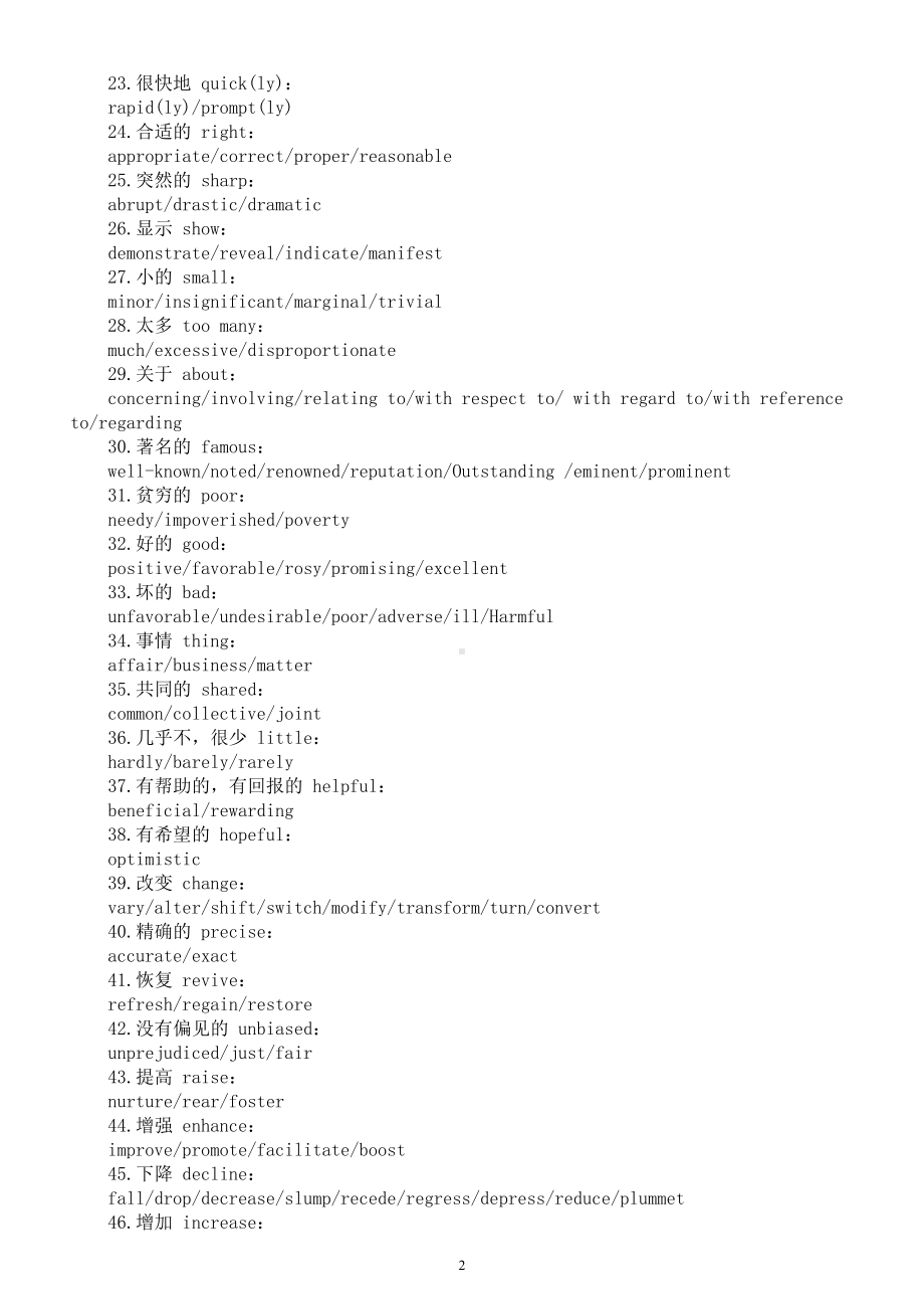 高中英语2024届高考写作同义词替换（共120组）.doc_第2页