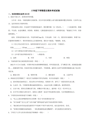 黑龙江省绥化市2024年八年级下学期语文期末考试试卷(附答案）.docx