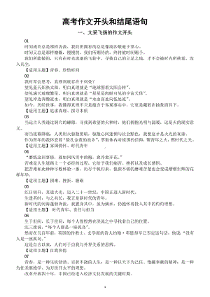 高中语文2024届高考作文开头和结尾语句素材.doc