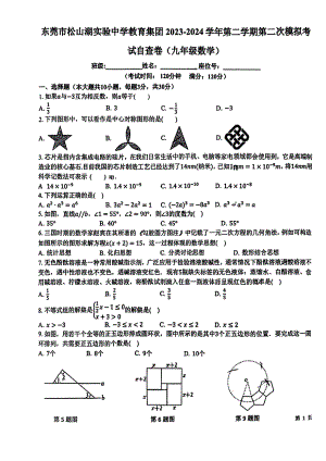 2024年广东省东莞市松山湖实验中学中考二模数学试卷 - 副本.pdf