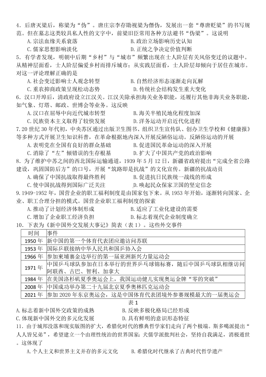 2024届湖北省新高考协作体高三下学期三模历史试题.docx_第2页