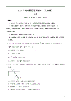 2024年高考押题预测卷—物理（北京卷）（考试版）.docx