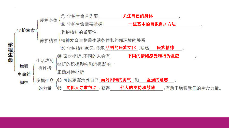 七年级上册第四单元 生命的思考 复习-2024年中考道德与法治一轮复习 ppt课件-2024年中考道德与法治复习.pptx_第3页