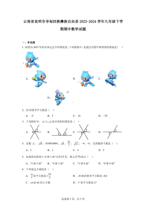 云南省昆明市寻甸回族彝族自治县2023-2024学年九年级下学期期中数学试题.pdf