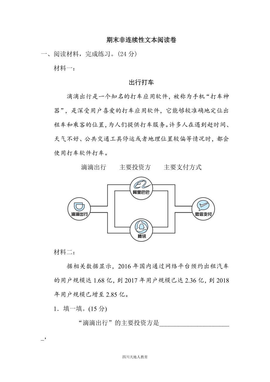 五年级下册部编小学语文期末试卷 期末非连续性文本阅读卷.doc_第1页