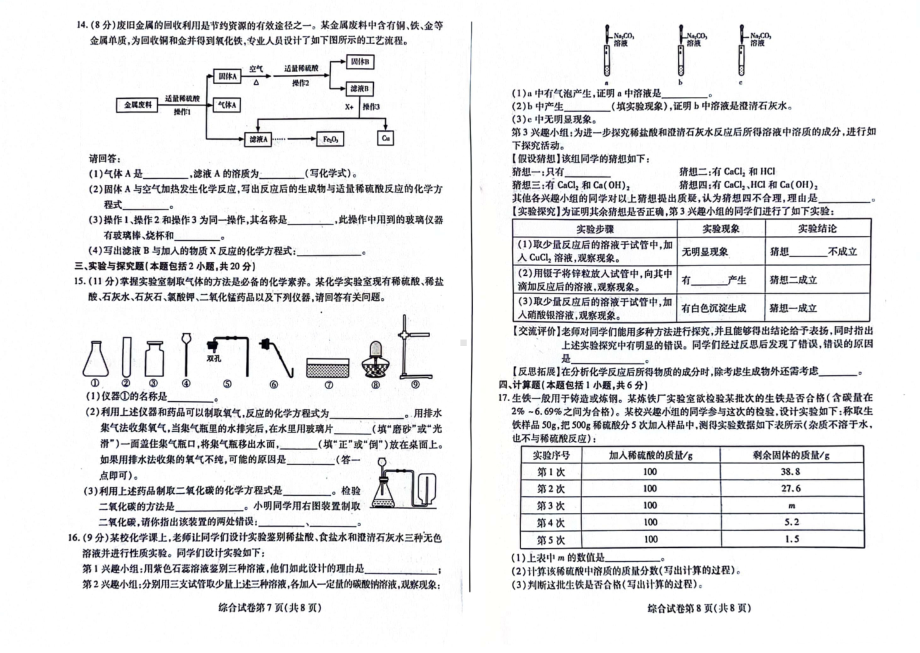 [真题]2024年甘肃省武威市、嘉峪关市、临夏州中考化学真题（图片版无答案）.pdf-免费下载-免费下载_第2页