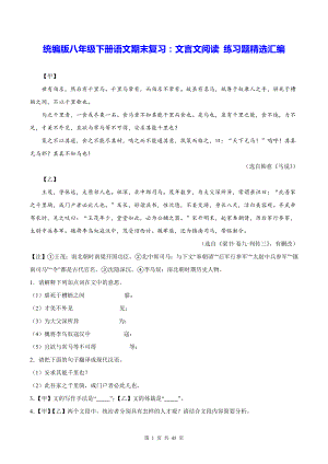 统编版八年级下册语文期末复习：文言文阅读 练习题精选汇编（Word版含答案）.docx