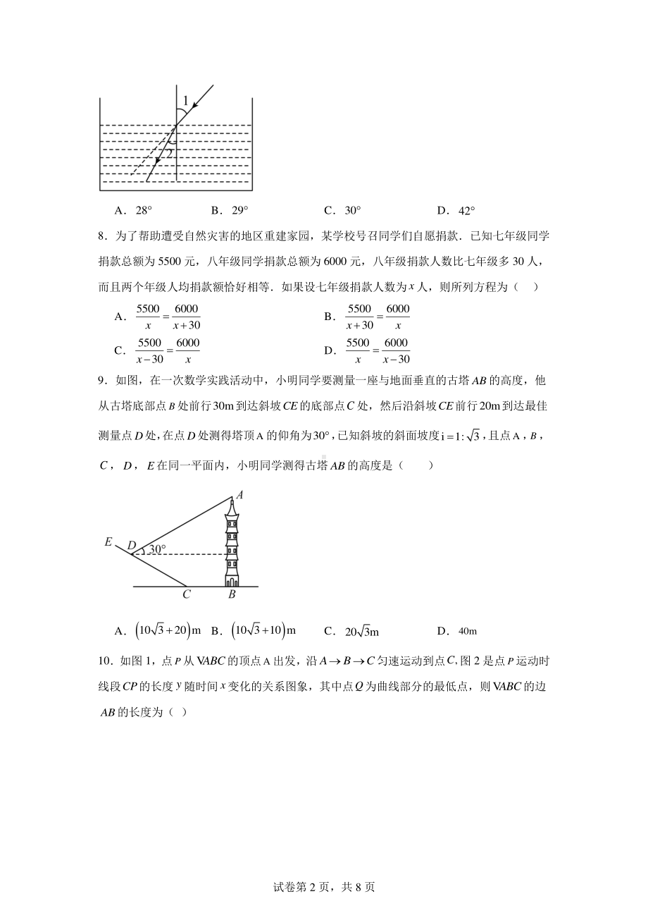 2024年广东省深圳市罗湖区翠园东晓中学中考模拟考试数学试题.pdf_第2页