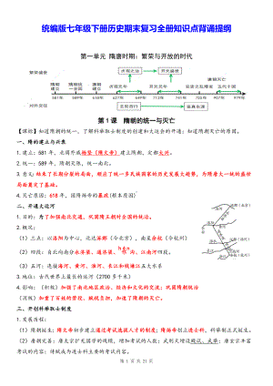 统编版七年级下册历史期末复习全册知识点背诵提纲（实用必备！）.docx