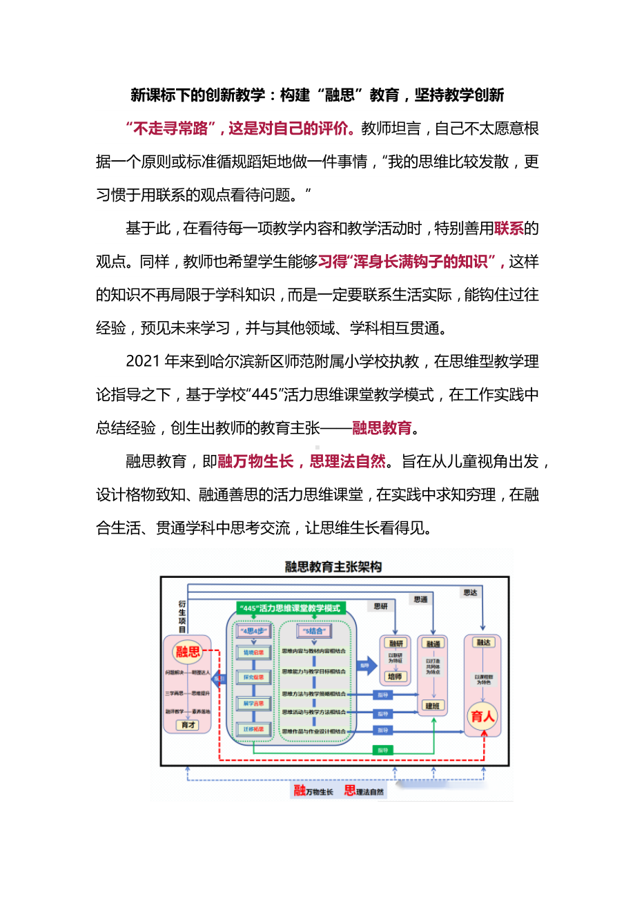 新课标下的创新教学：构建“融思”教育坚持教学创新.docx_第1页