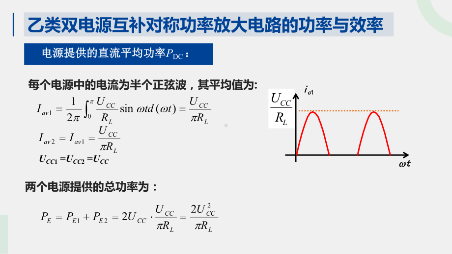 《模拟电子技术与应用》课件乙类双电源互补对称功率放大电路的功率与效率-优化.pptx_第3页